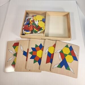 Melissa and Doug Pattern Blocks and Boards Wood Toy 5 boards (11)